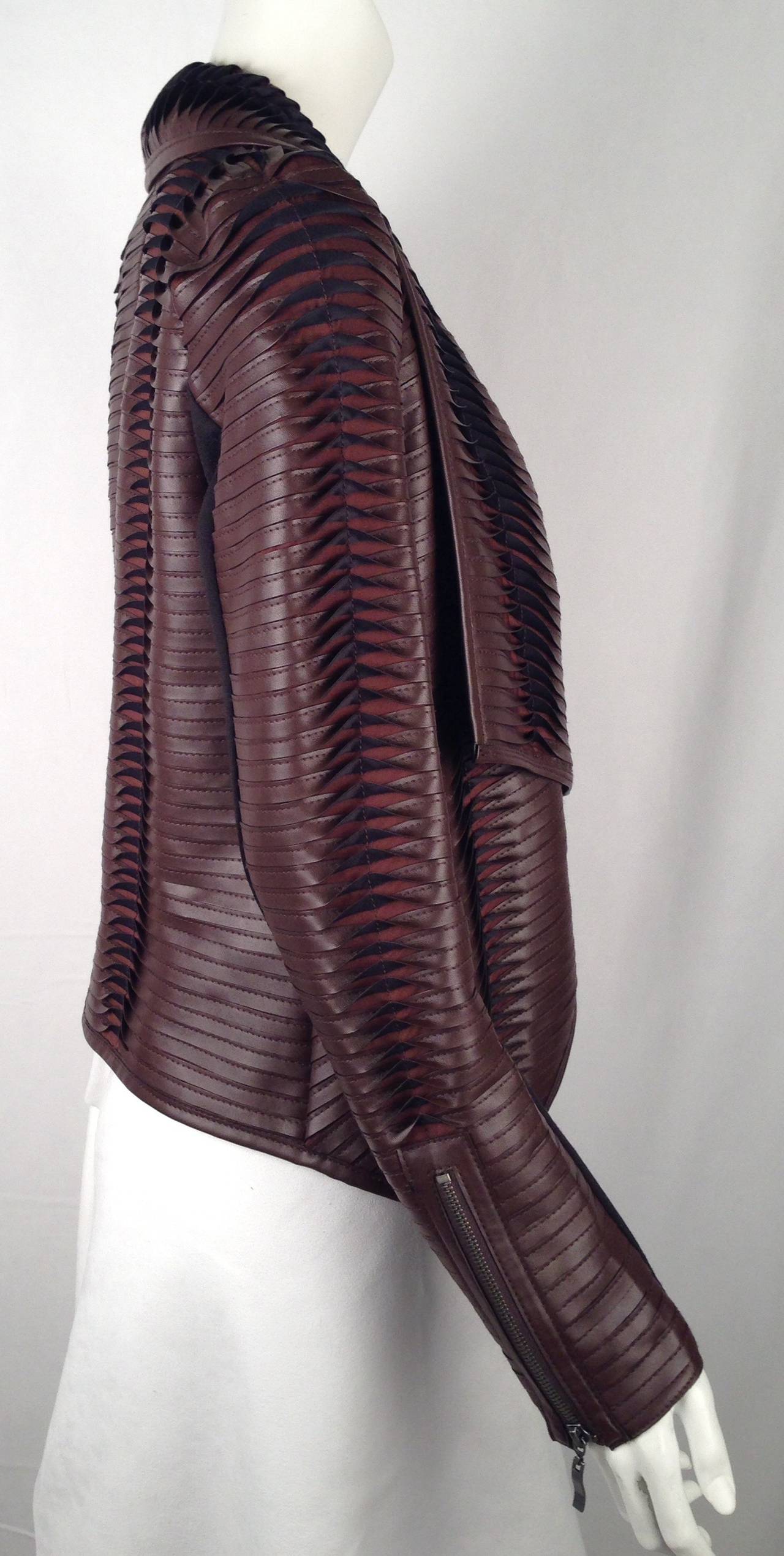 Gianfranco Ferre Stretch Fabric and Leatherette Jacket In Excellent Condition For Sale In Palm Beach, FL