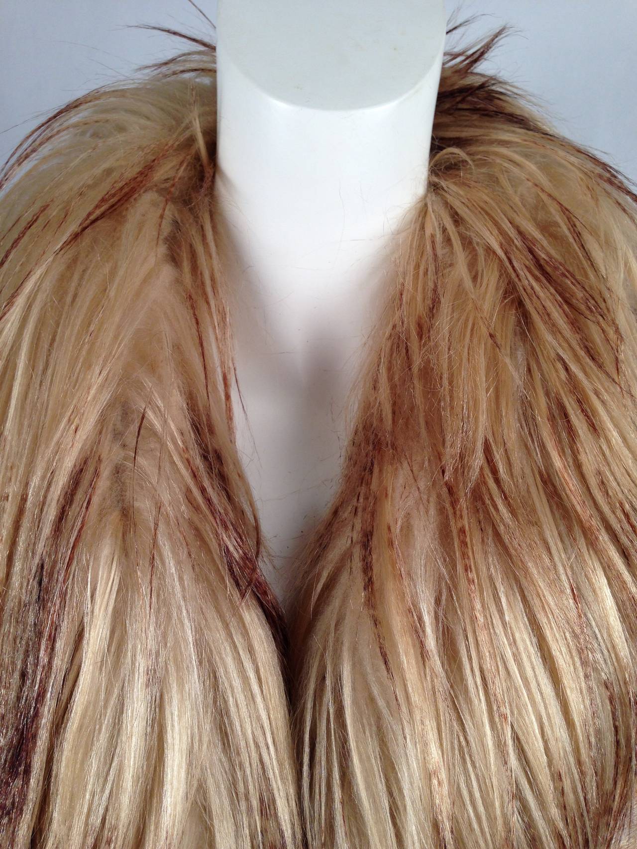 Brand New Kanar Mixed-Media Caramel and Metallic Leather and Fur Jacket