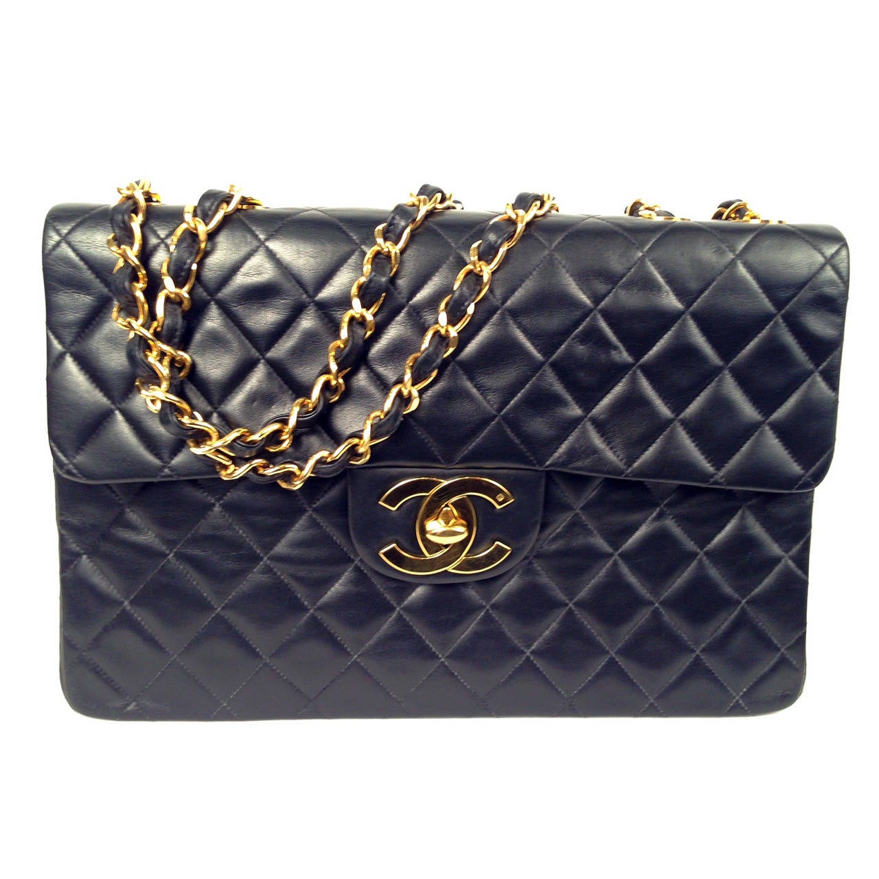 1990s Chanel Maxi Classic Quilted Single Flap Bag No. 3160136 For Sale