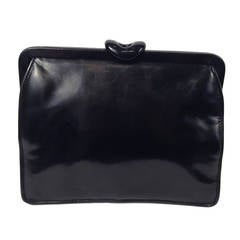 Vintage Bottega Veneta Black Polished Calfskin Day/Evening Convertible Clutch 4