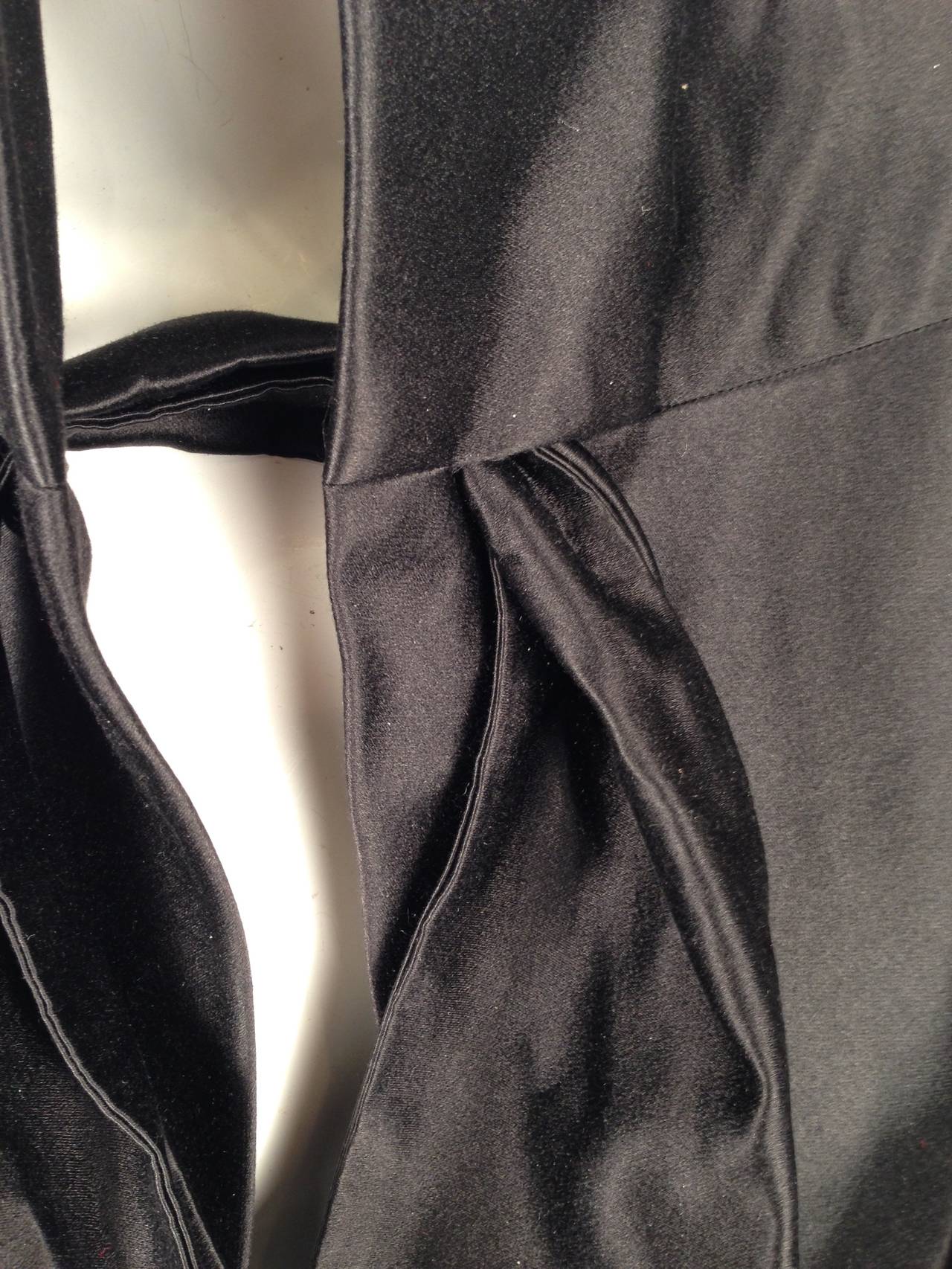 Vintage Pauline Trigere Long Black Satin Cape For Sale at 1stDibs