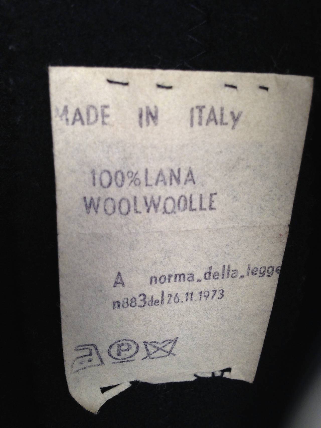 Vintage 1970's Fendi 100% Lana Wool Full Length Coat For Sale 1