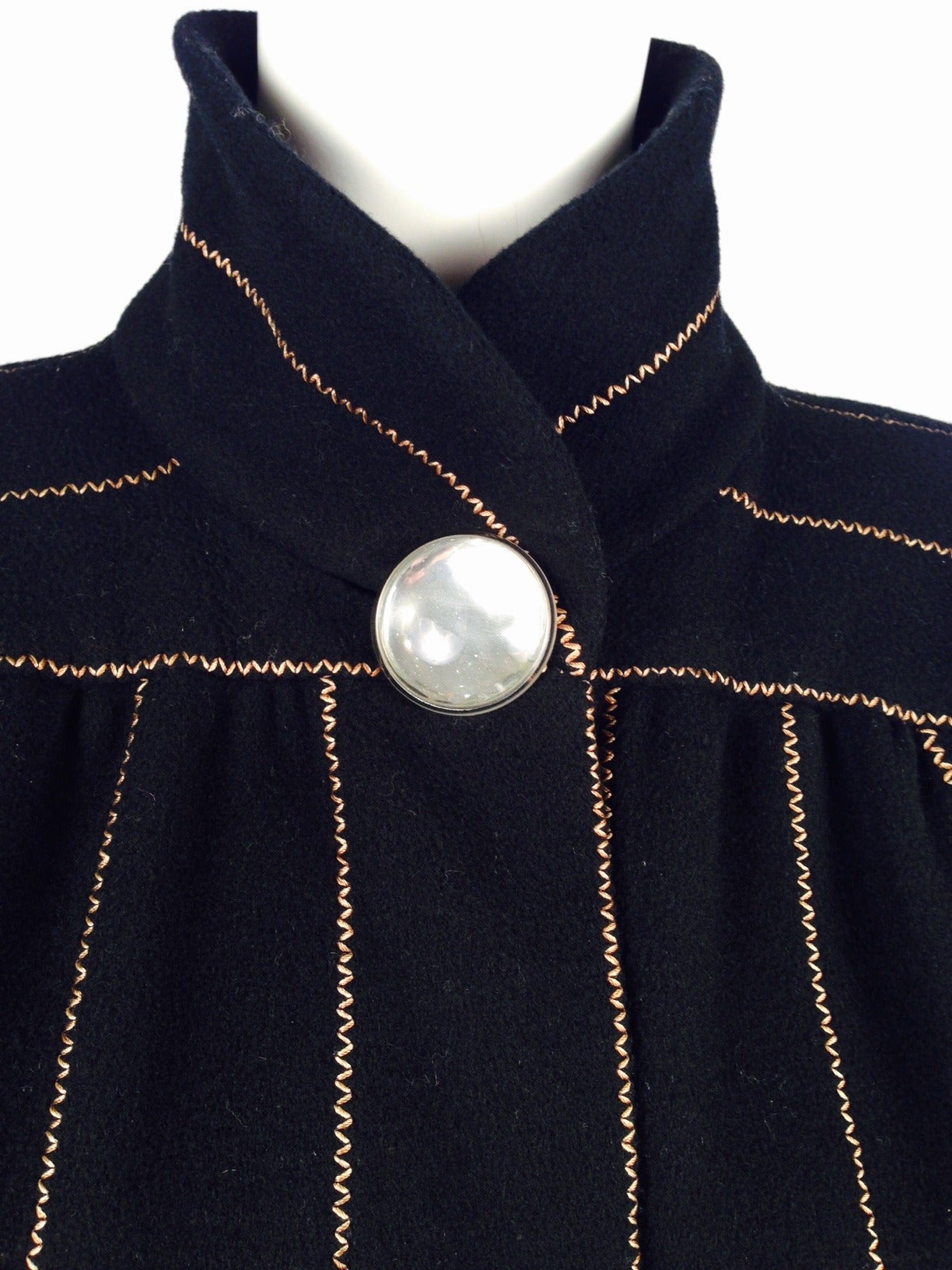Vintage 1970's Fendi 100% Lana Wool Full Length Coat For Sale 2