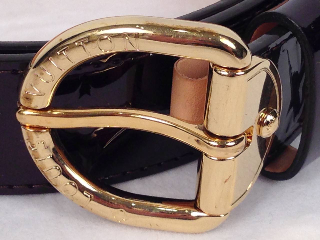 Louis Vuitton Gold LV Vernis Patent Leather Belt at 1stDibs