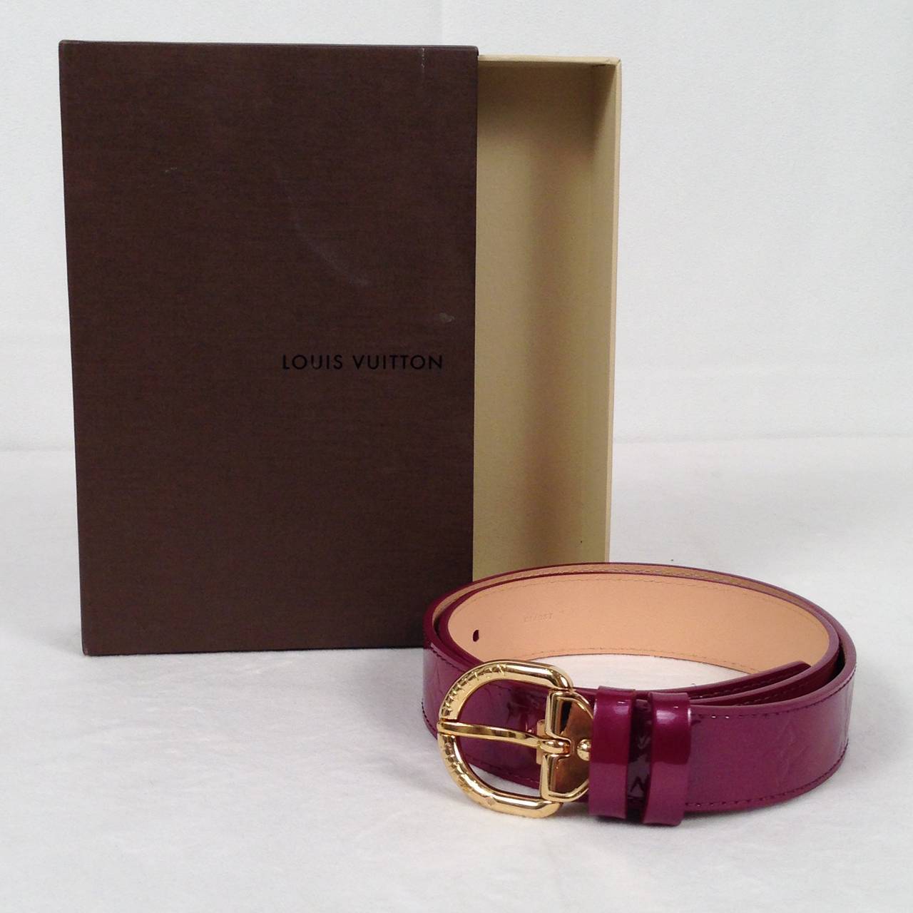 Louis Vuitton Purple Rouge Vernis Belt at 1stdibs