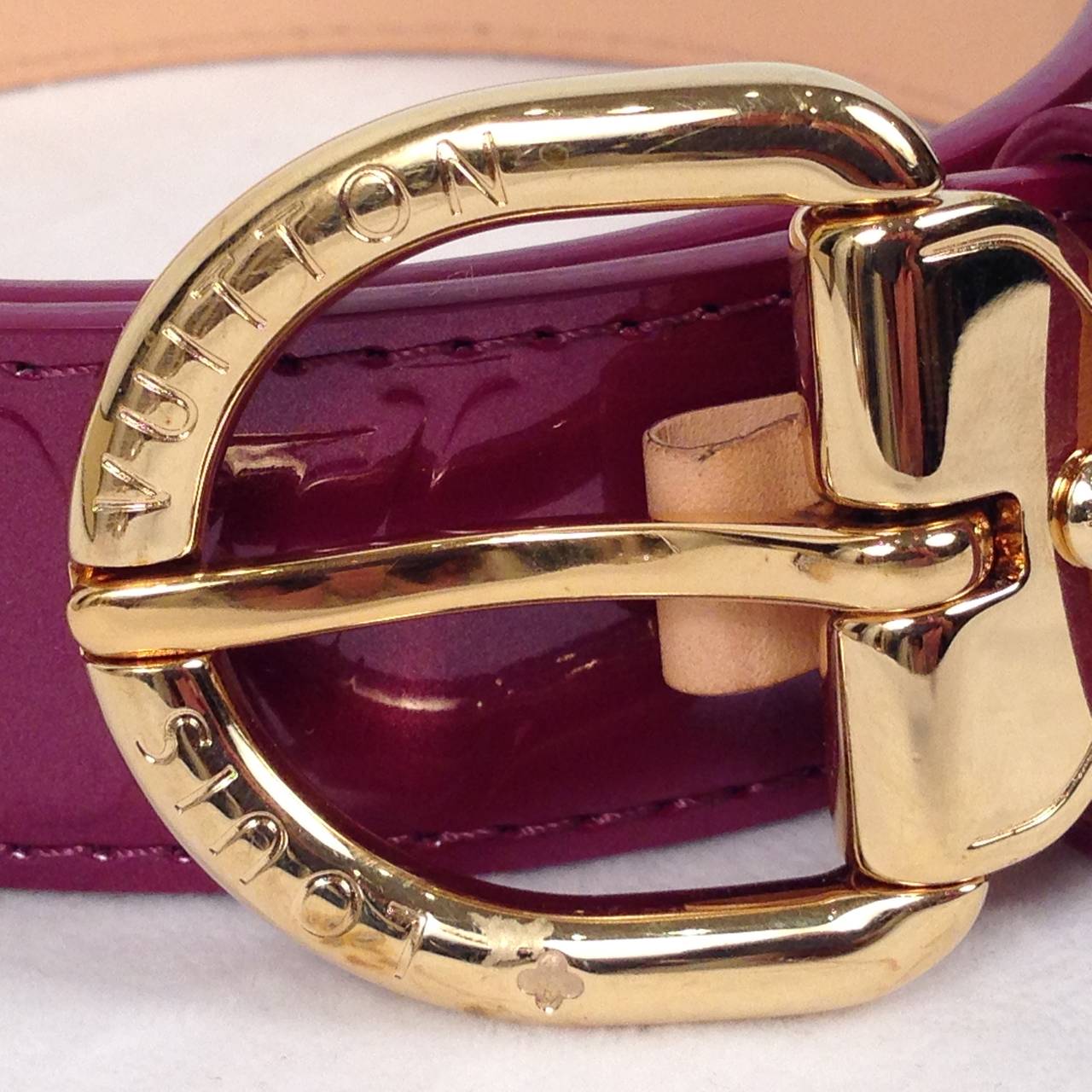 Louis Vuitton Purple Rouge Vernis Belt at 1stdibs