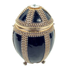 Vivian Alexander Jet Black Enamel and Swarovski Crystal Ostrich Egg #95242