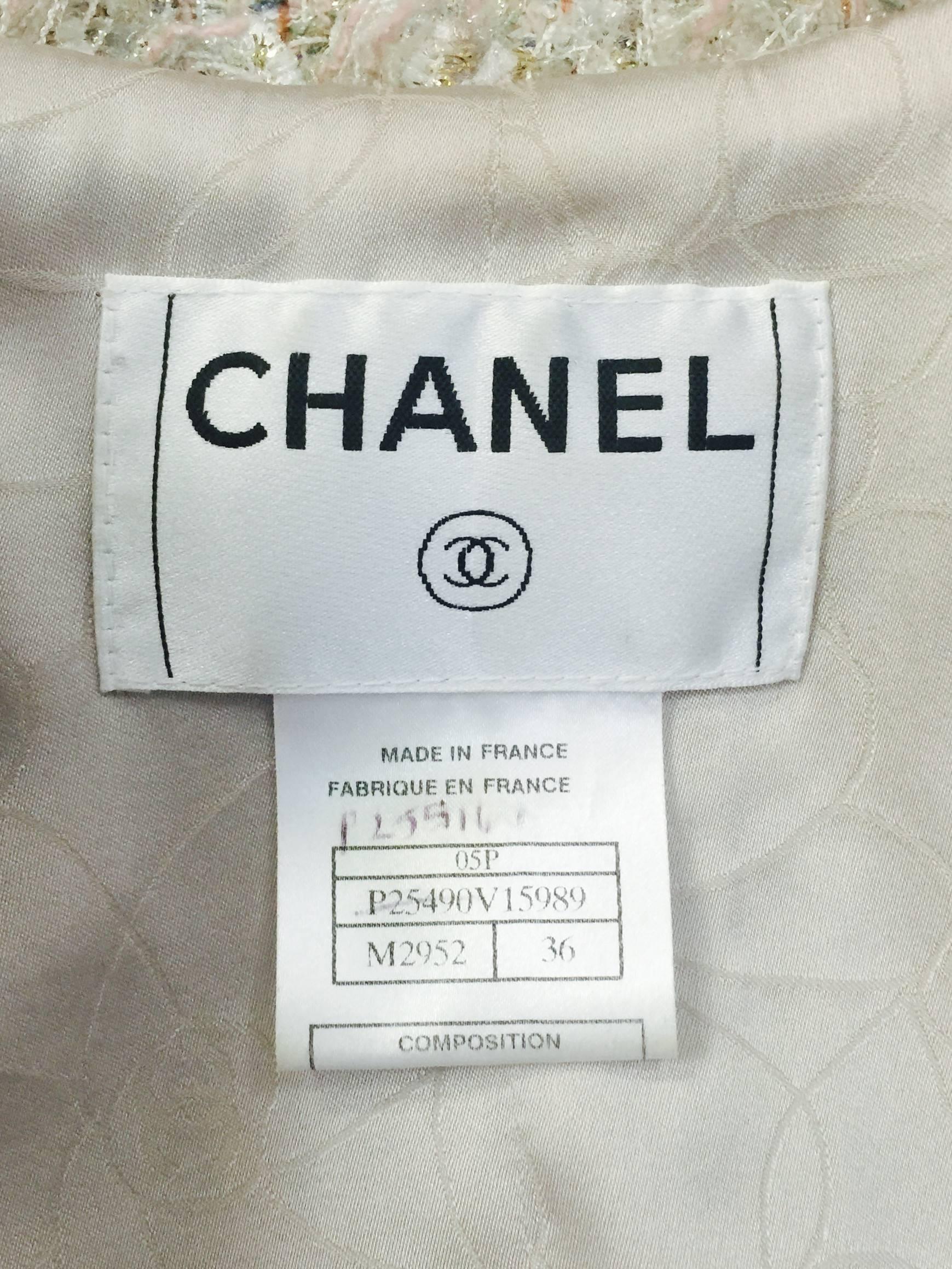 Chanel 2005 Spring Multi Color Tweed Jacket With Metallic Gold Embellishment 1