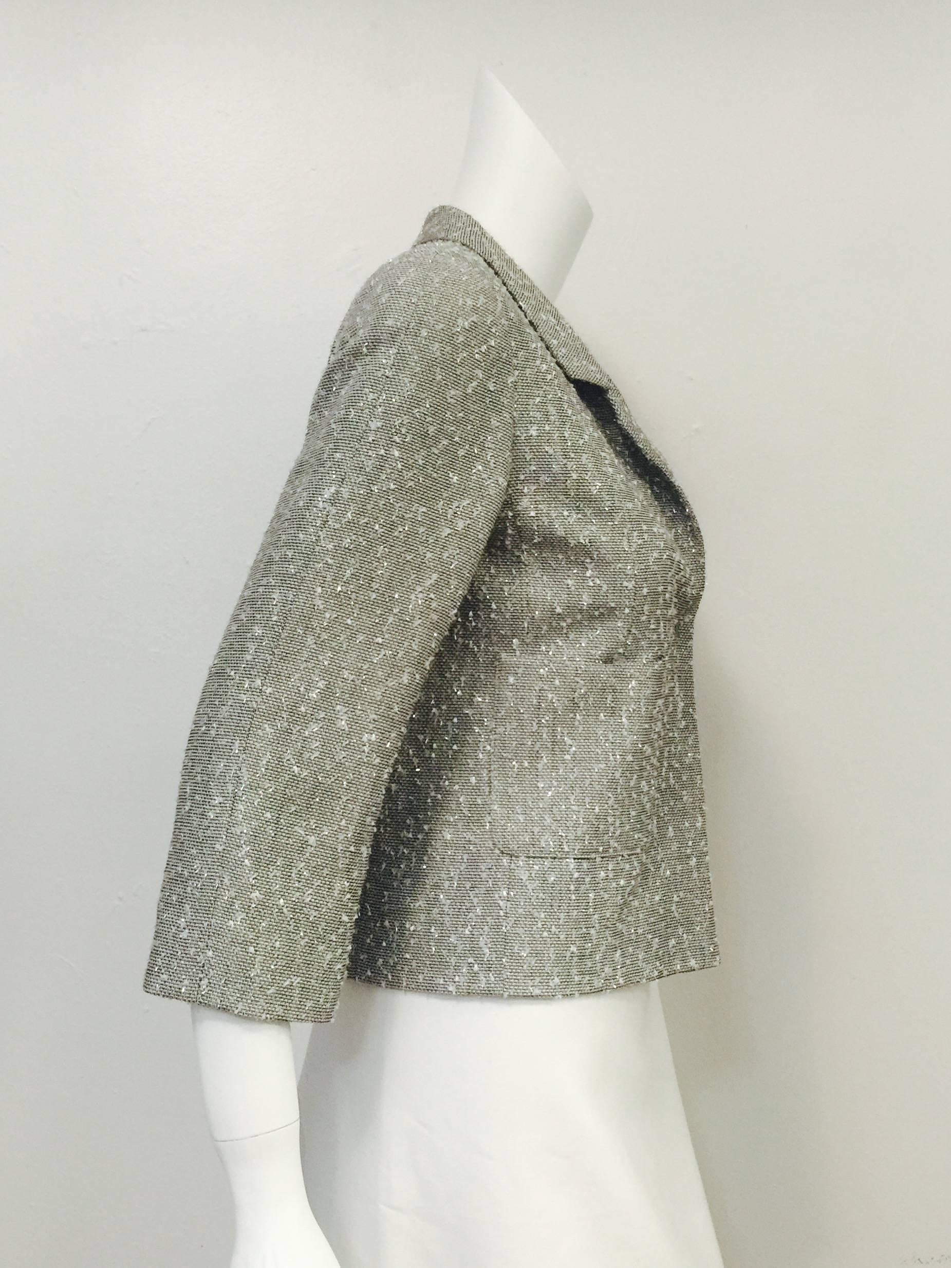 Women's Chanel Spring 1999 Graphite and Silver Micro Weave Cropped Jacket 