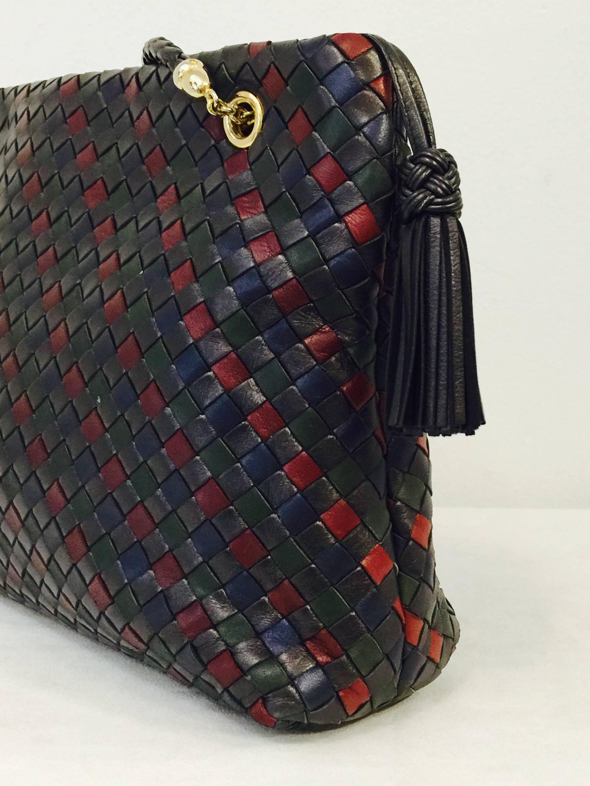 Bottega Veneta Mutli Color Shoulder Bag With Tassel Pull  In Excellent Condition In Palm Beach, FL