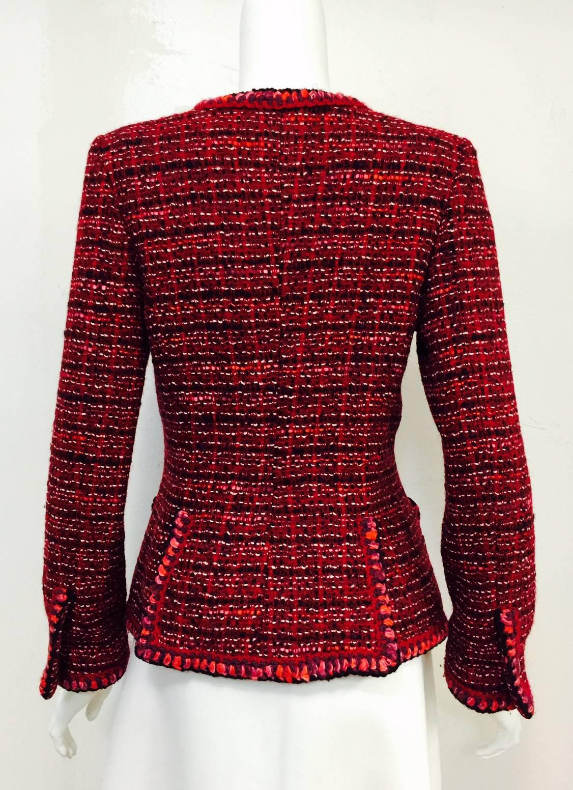 chanel red tweed jacket