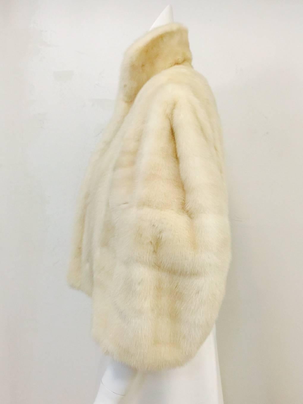 Yves Saint Laurent Golden Pearl Mink Chubby With Blouson Bracelet Sleeves In Excellent Condition For Sale In Palm Beach, FL