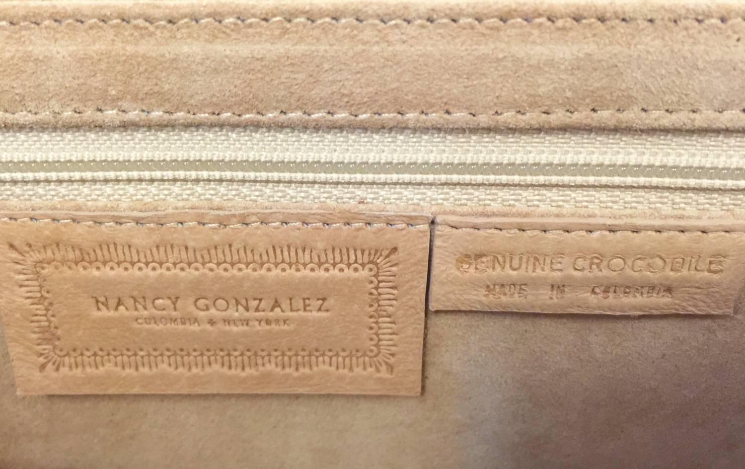 Nancy Gonzalez Dusty Pink Crocodile Shoulder Bag  1