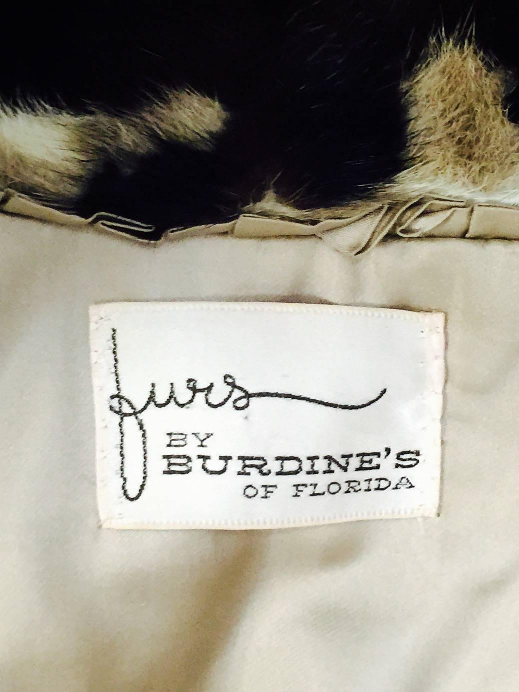 Vintage Burdines Checkerboard Mink Coat/Brown Mink Collar and Deep Hem For Sale 1