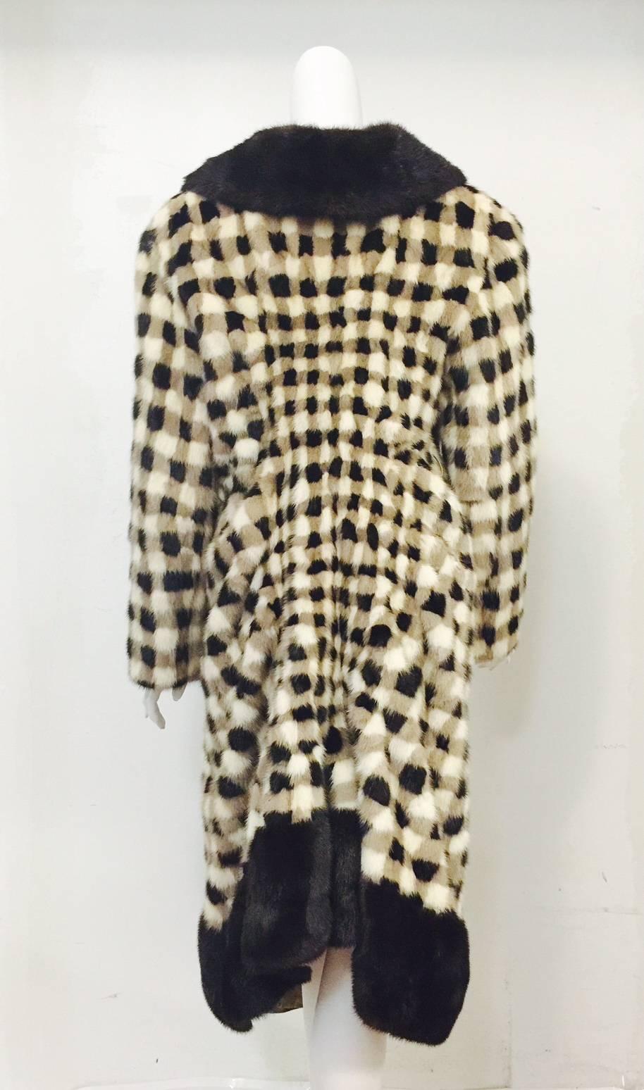 checkerboard fur coat
