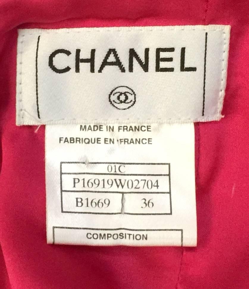 Chanel 2001 Cruise Collection Fuschia Velvet Burnout Skirt   For Sale 1