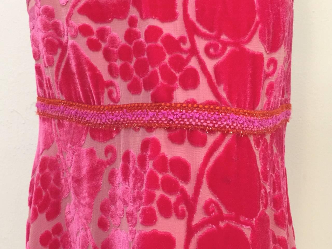 Chanel 2001 Cruise Collection Fuschia Velvet Burnout Skirt   In Excellent Condition For Sale In Palm Beach, FL
