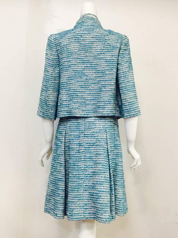 Chanel Spring 2001 Teal and Metallic Silver Tweed 3-Piece Ensemble at ...