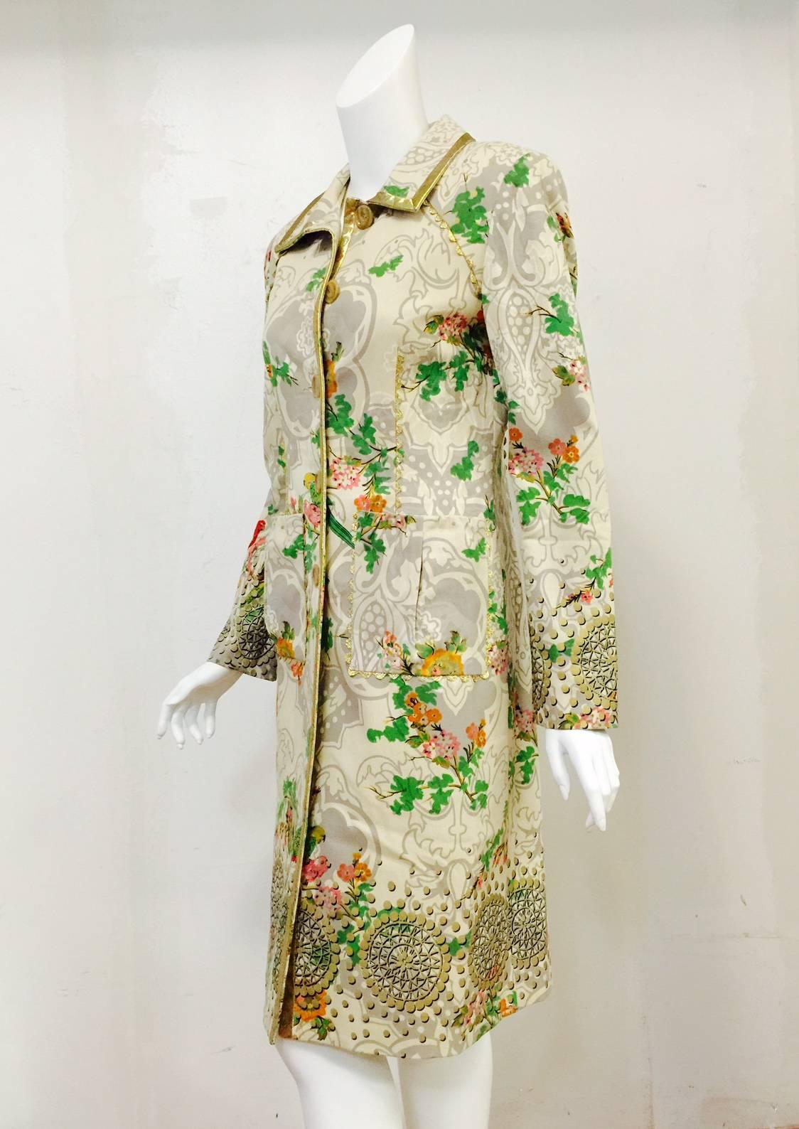 Lela Rose's Long Coat and Skirt Ensemble is perfect for any lady preparing for her cruise after the holidays!  Lightweight, 100% cotton fabric is emblazoned with a most exotic print featuring various birds and flora from around the world. 