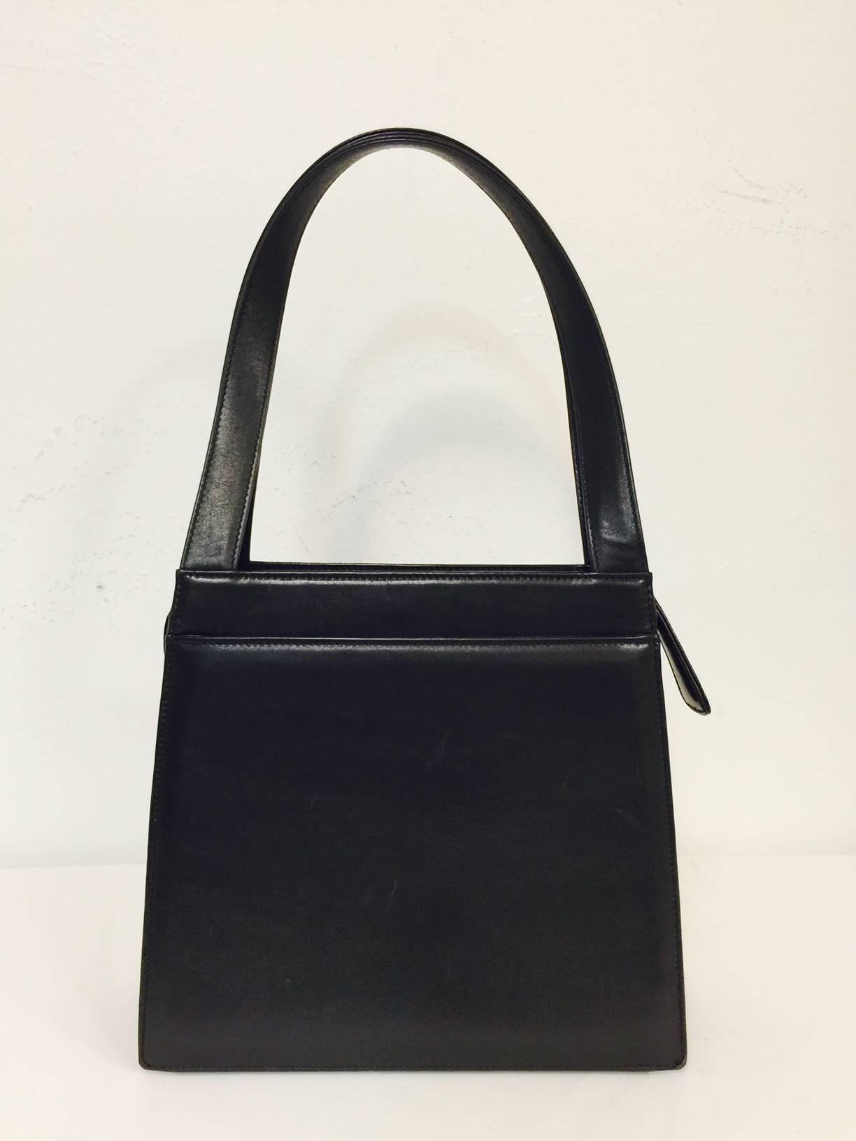 Women's Chanel Black Smooth Lambskin Structured Shoulder Bag
