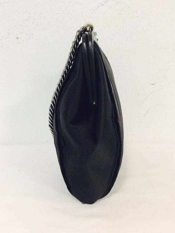 Limited Edition Chanel Black Satin Pleated Evening Bag with Chain ...