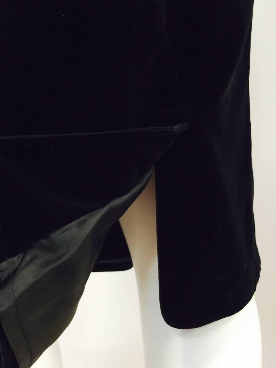 Vintage Thierry Mugler Black Velvet Sleeveless Shift With Matching Scarf 3