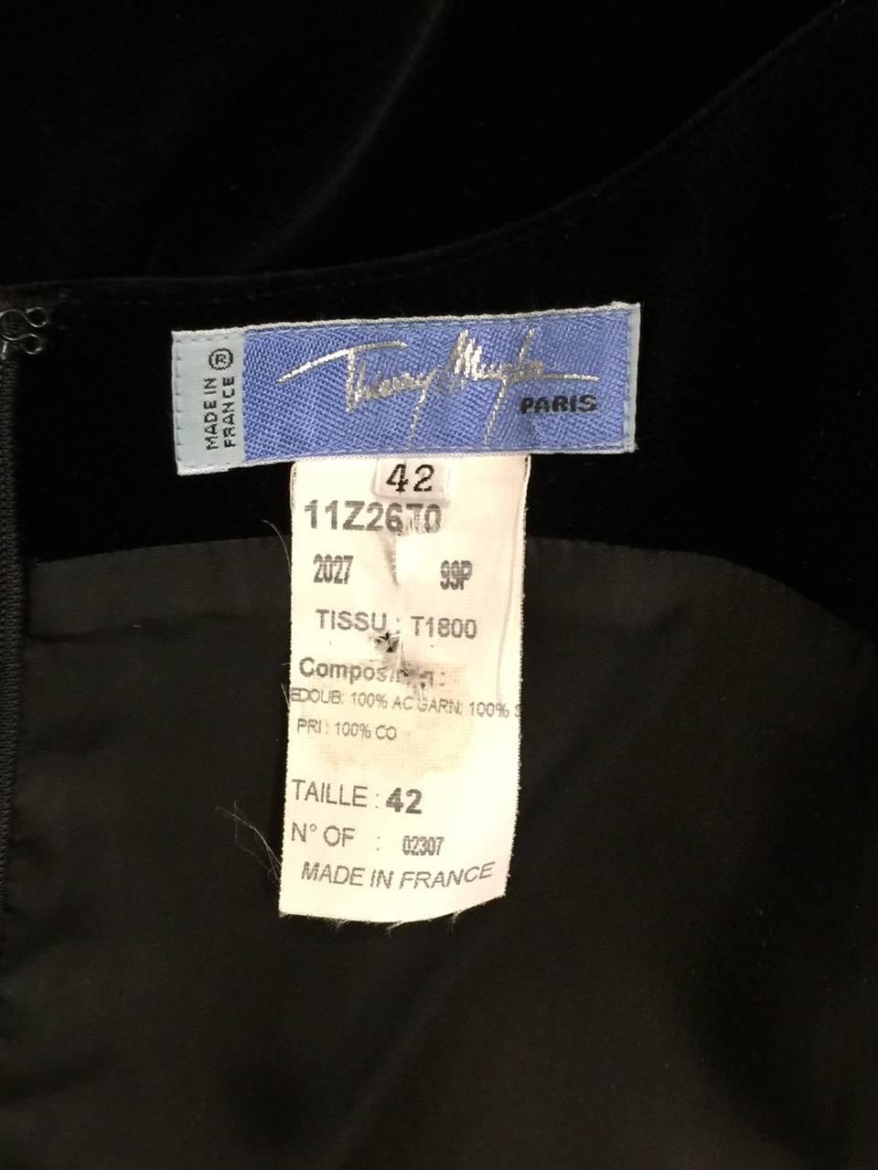 Vintage Thierry Mugler Black Velvet Sleeveless Shift With Matching Scarf 4