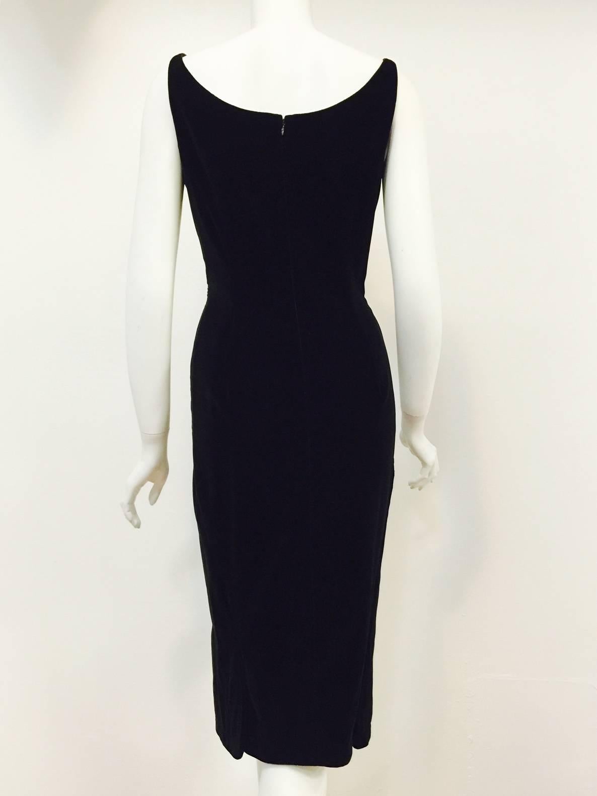 Women's Vintage Thierry Mugler Black Velvet Sleeveless Shift With Matching Scarf
