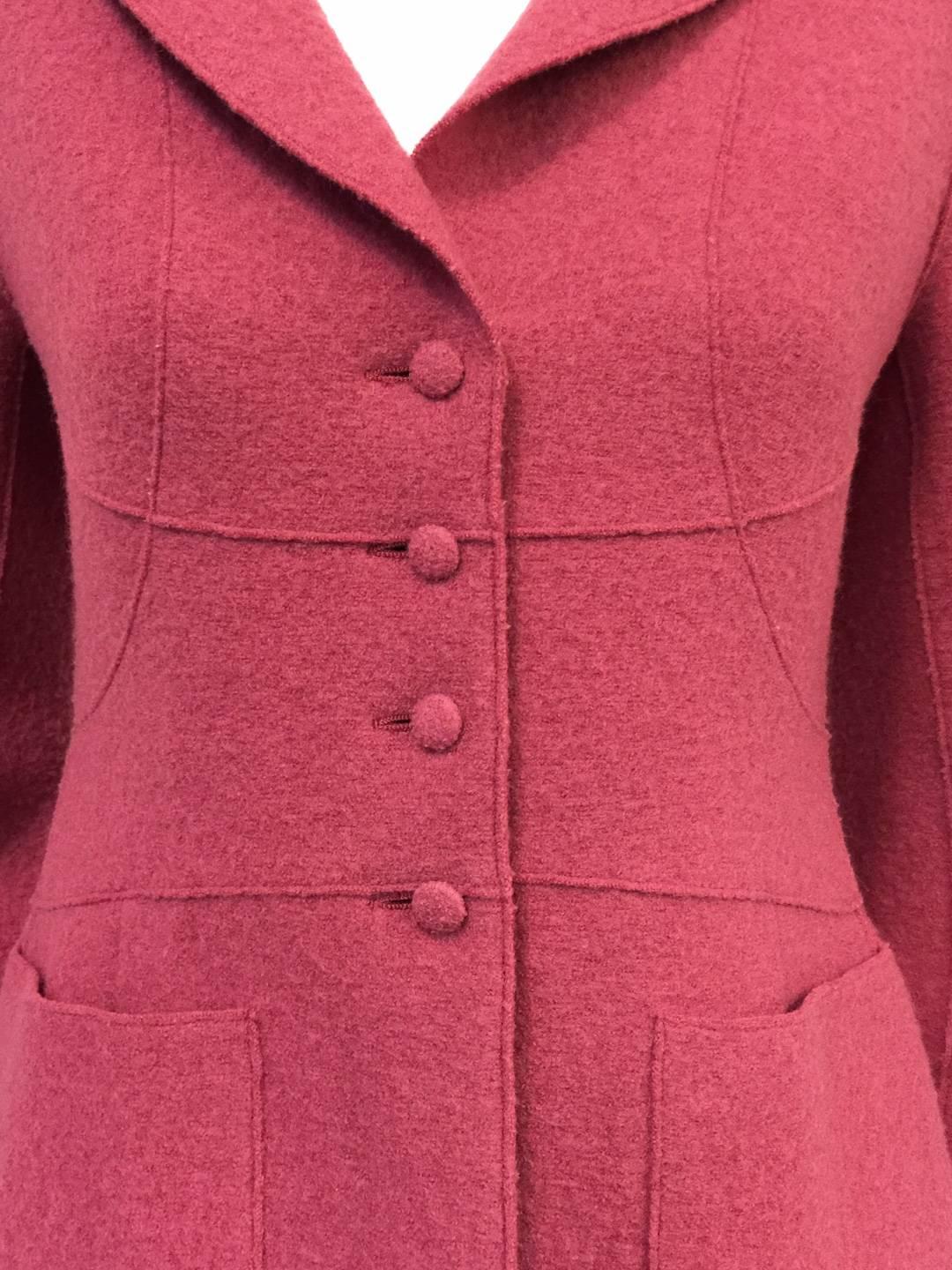Women's Chanel Fall 1999 Berry Boiled Wool Fitted Jacket  For Sale