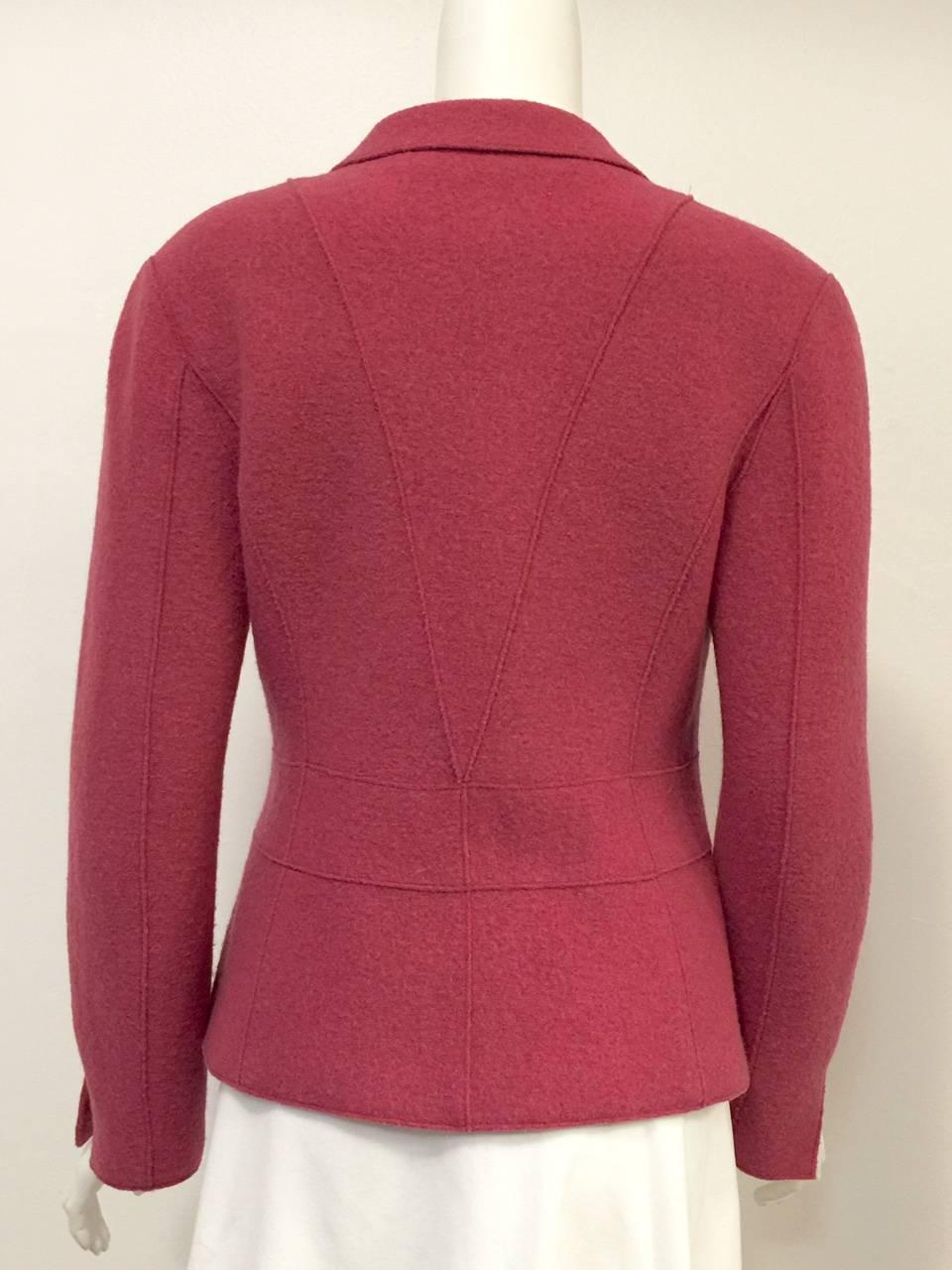 Red Chanel Fall 1999 Berry Boiled Wool Fitted Jacket  For Sale