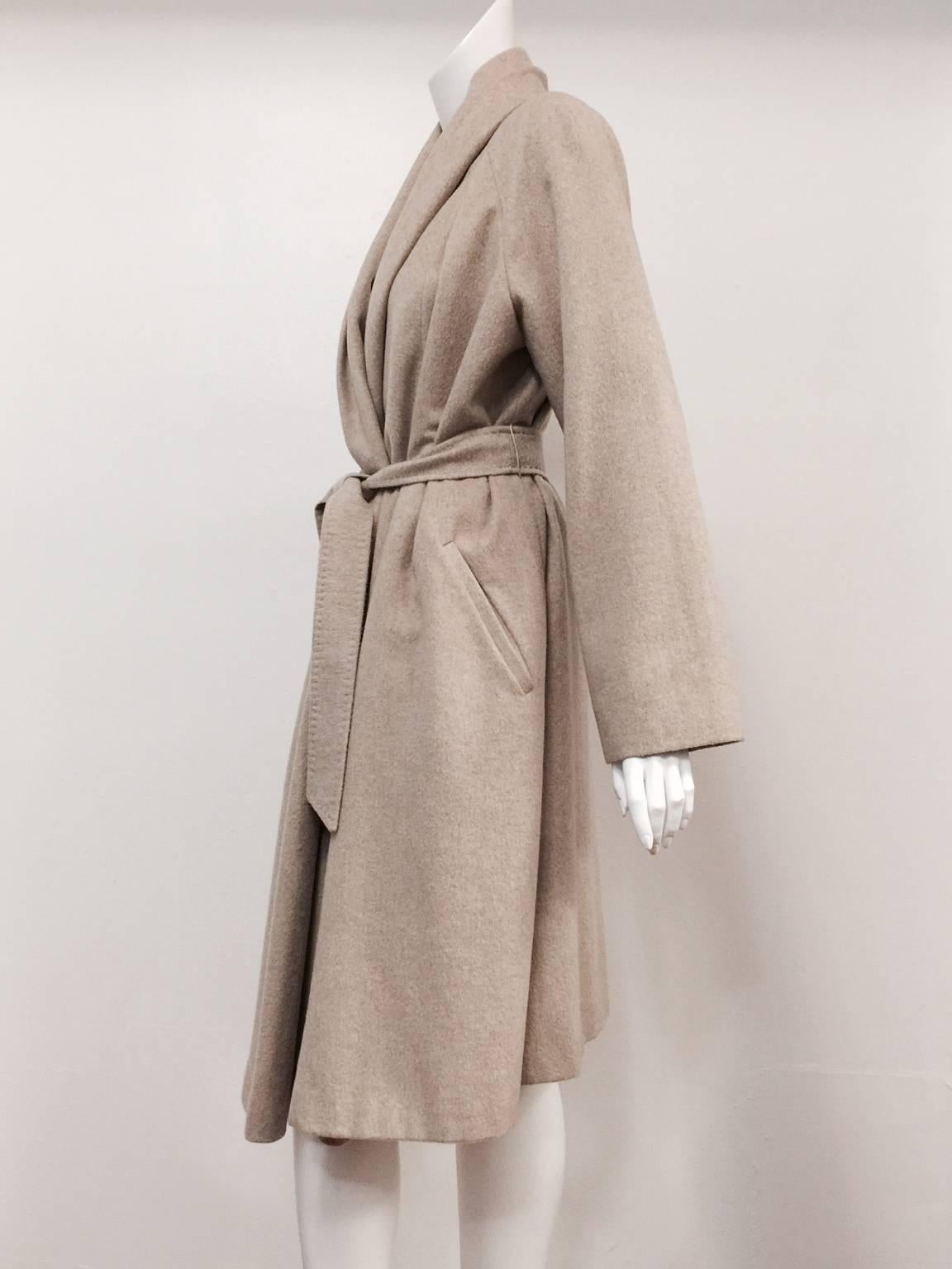 Brown Max Mara 100% Cashmere Belted Coat With Shawl Collar 