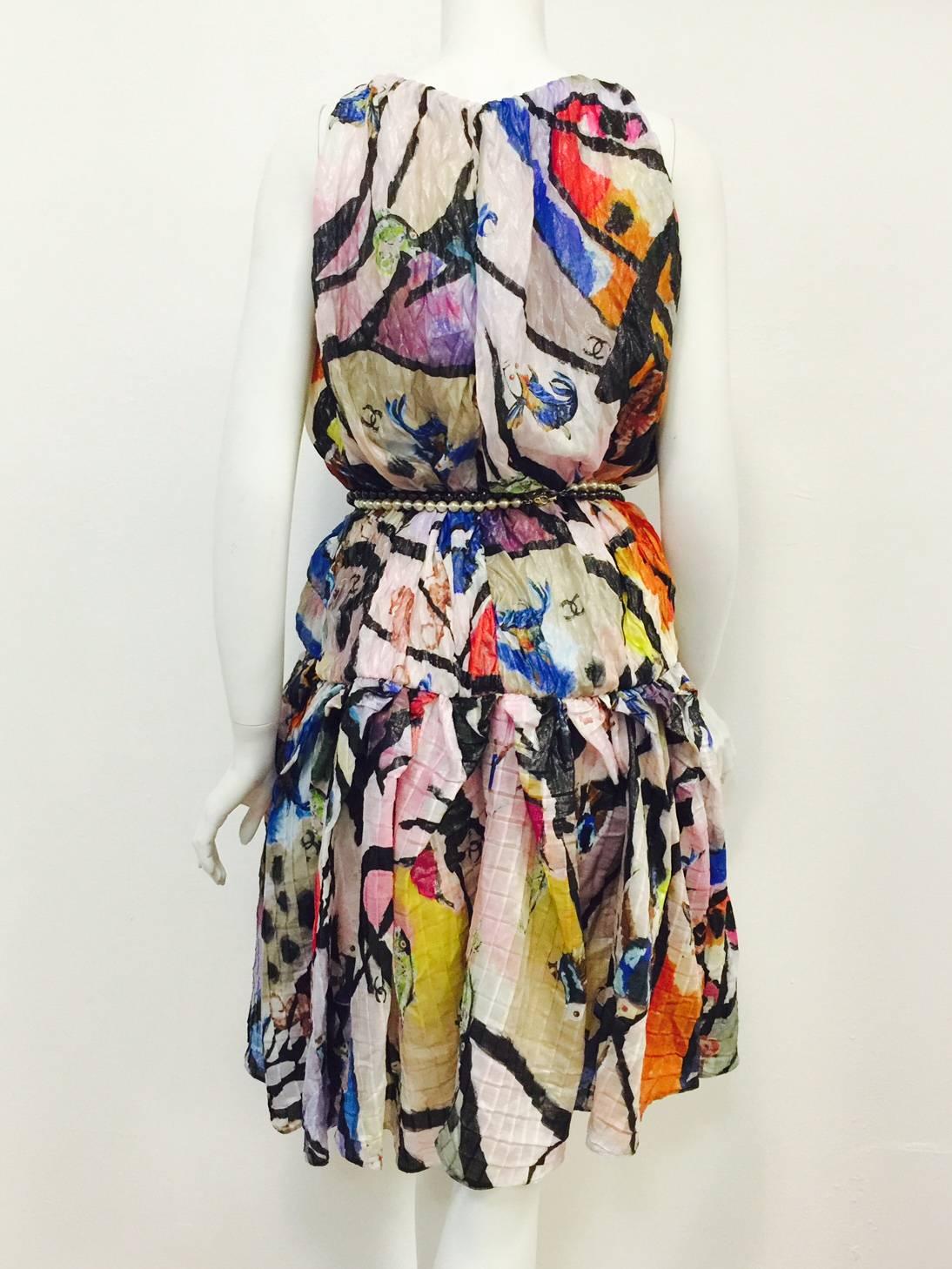 Chanel Abstract Marine Life Print Sleeveless Dress  In Excellent Condition For Sale In Palm Beach, FL