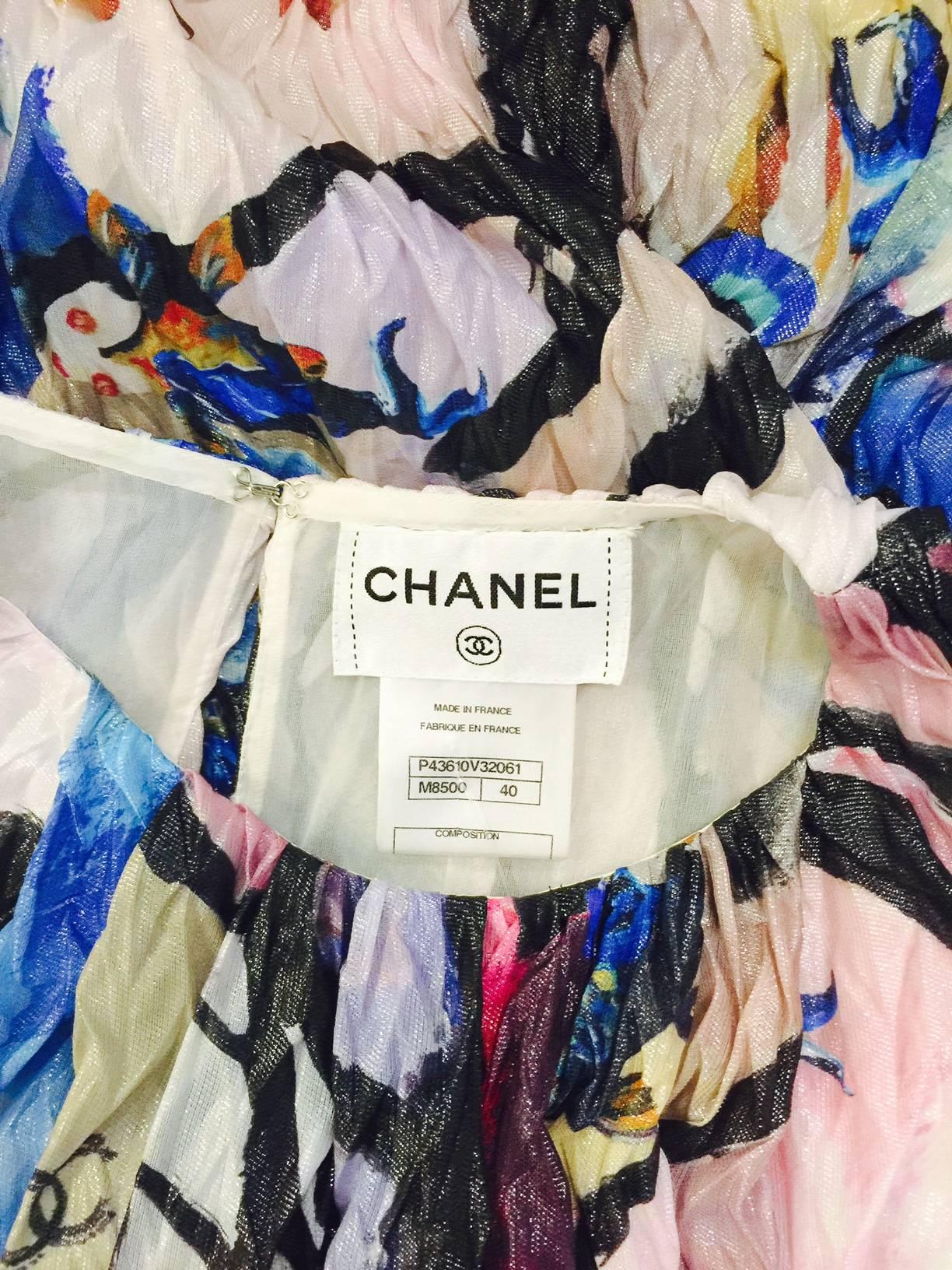 Chanel Abstract Marine Life Print Sleeveless Dress  For Sale 2