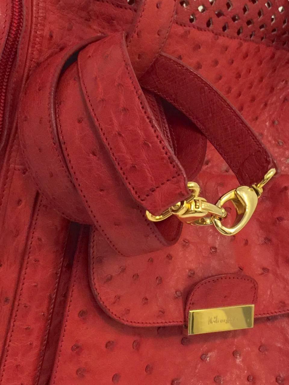 Gorgeous Giorgio's Red Ostrich Pet Carrier With Sheared Mink Bed 3