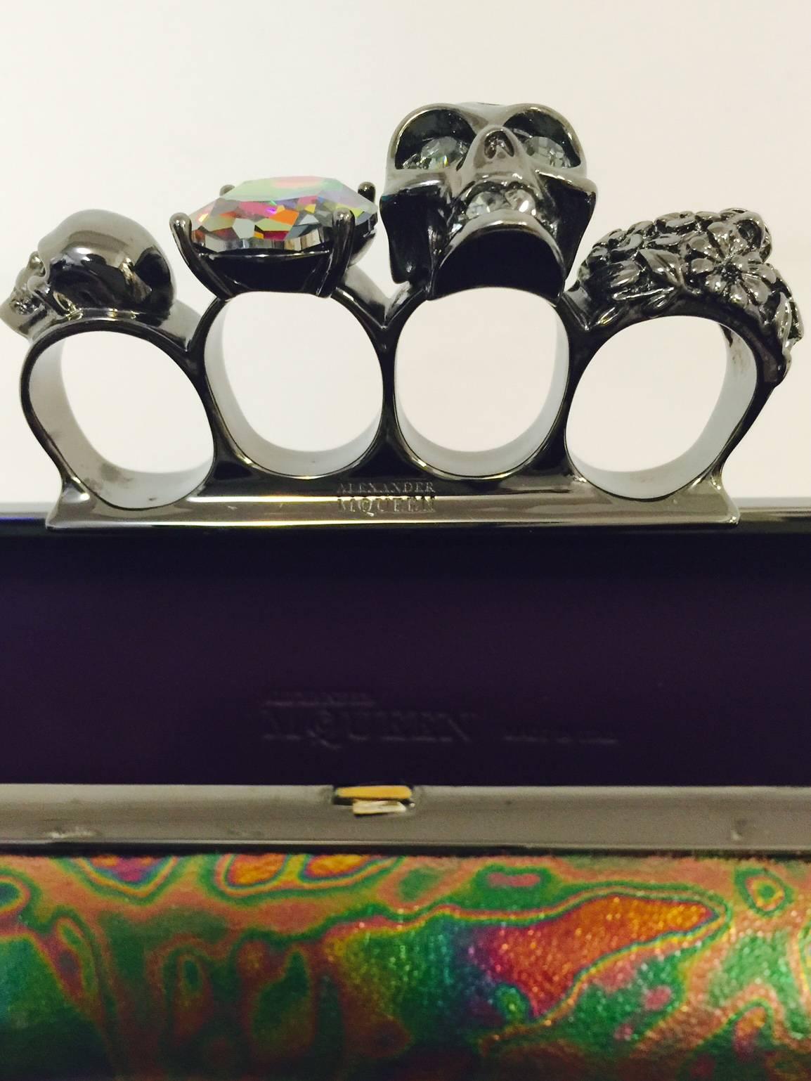 Brown  Alexander Mcqueen Oil Slick Knuckle Duster Box Clutch