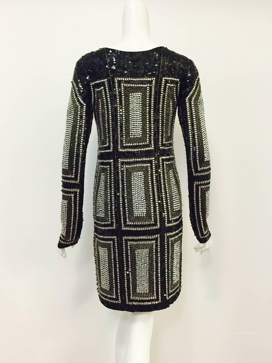 New All Love Black Long Sleeve Dress Encrusted with Beads and Sequins  In New Condition In Palm Beach, FL