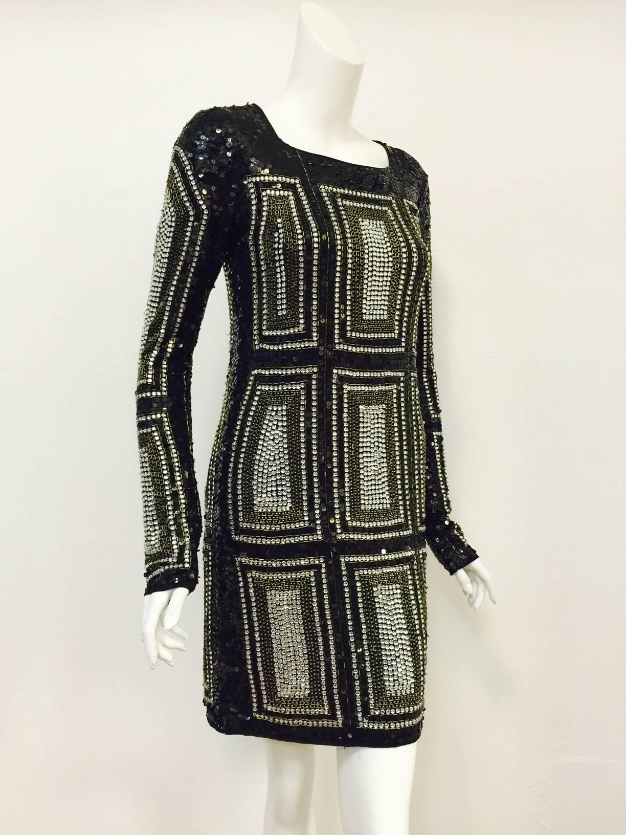 New All Love Black Long Sleeve Dress Encrusted with Beads and Sequins  1