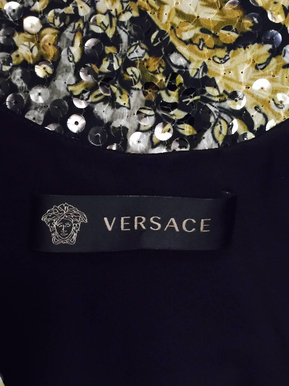 Versace Baroque Print Sleeveless Tunic Dress With Clear Sequins 2