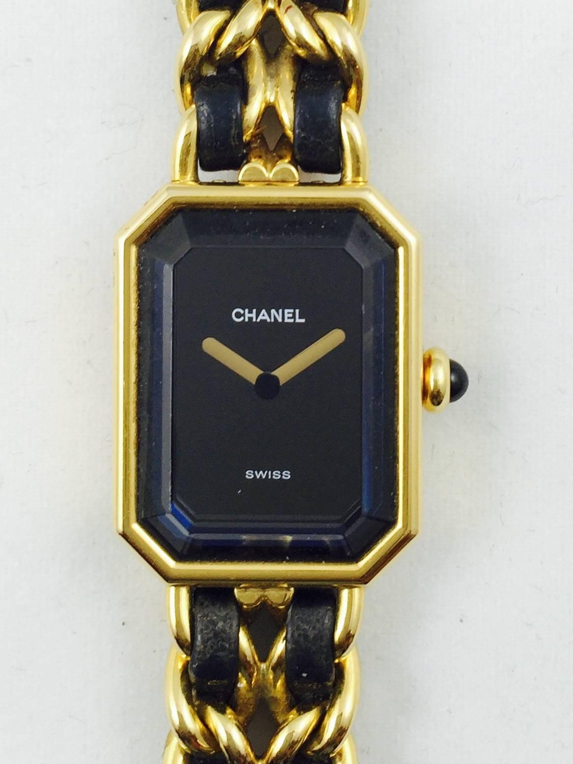1987 Chanel Gold Tone Premiere Quartz Watch Medium In Excellent Condition In Palm Beach, FL