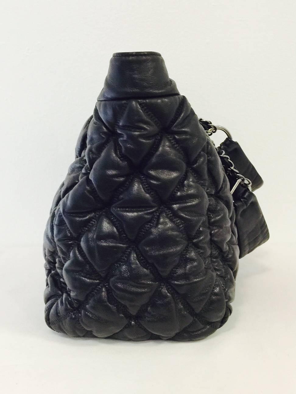 Chanel Black Quilted Lambskin Tote With Rhodium Hardware In Excellent Condition In Palm Beach, FL