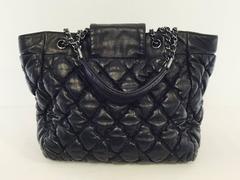 Chanel Black Quilted Lambskin Tote With Rhodium Hardware