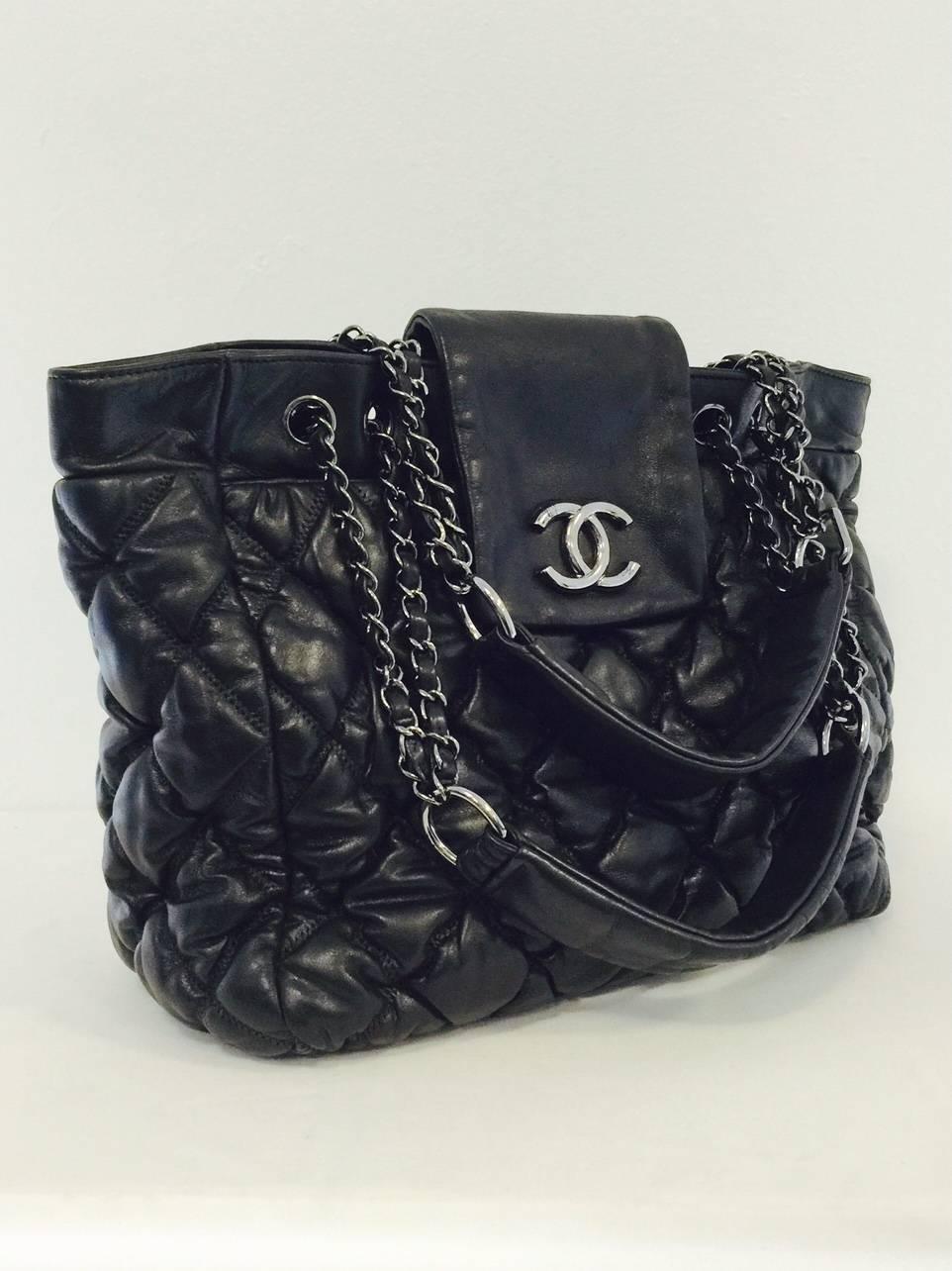 Chanel Black Quilted Lambskin Tote With Rhodium Hardware 1