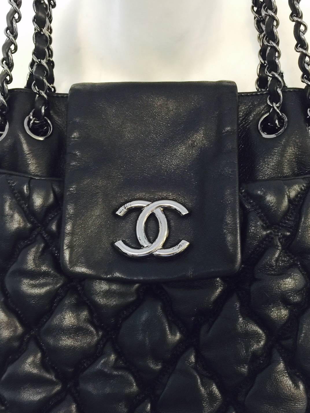Chanel Black Quilted Lambskin Tote With Rhodium Hardware 2