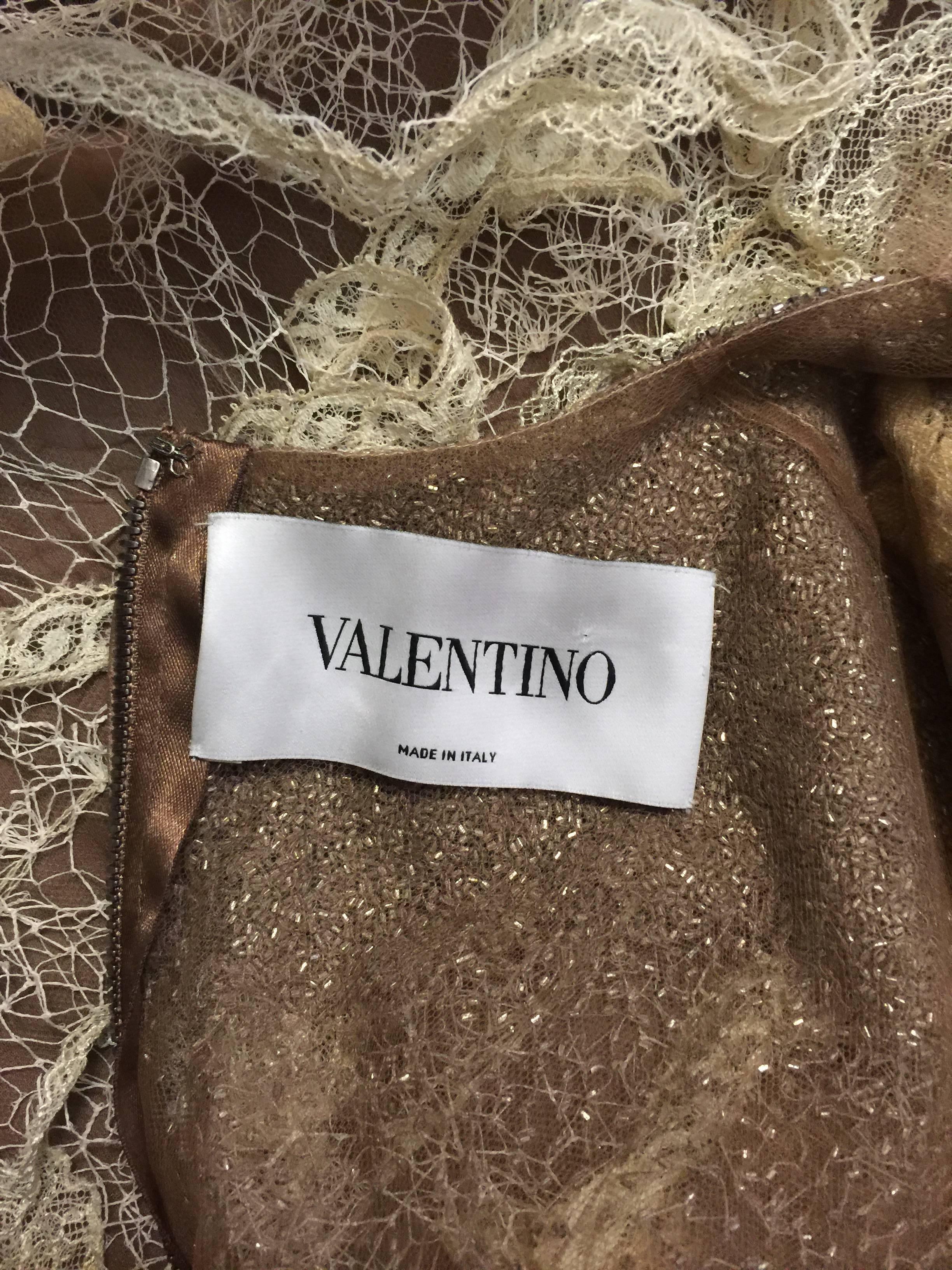 Valentino Mocha Latte Lace Sleeveless  Cocktail Dress  In Excellent Condition In Palm Beach, FL