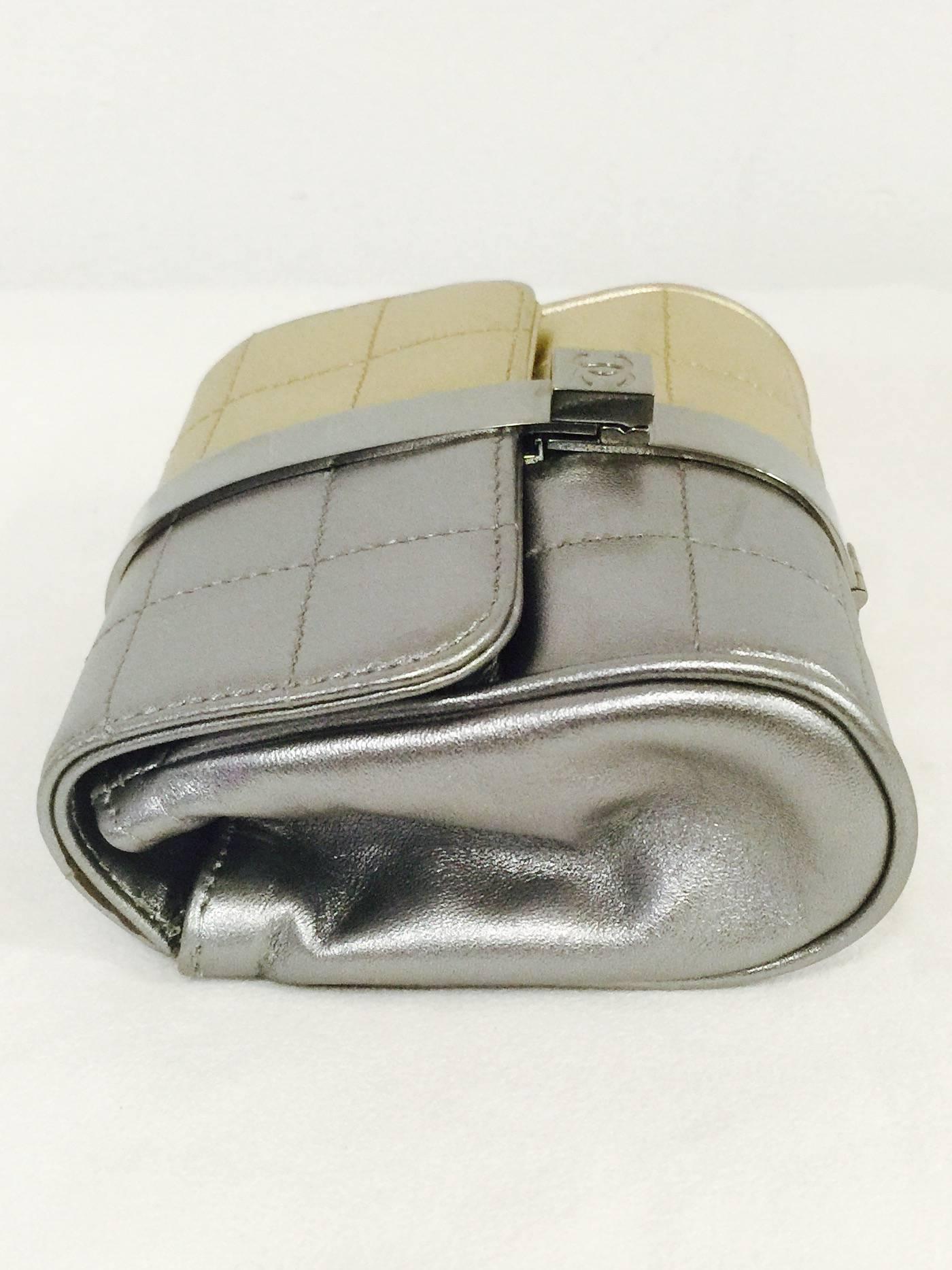 Women's Chanel 2005 Cruise Collection Two Tone Metallic Lambskin Evening Wristlet 