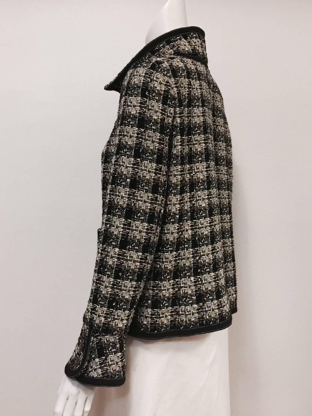 Women's Chanel 2008 Fall Wool Tweed Jacket With Offset Front Closure
