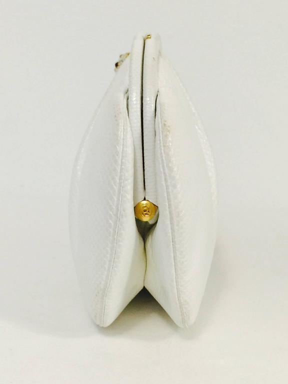 Vintage Judith Leiber White Lizard Convertible Clutch With Bejeweled ...