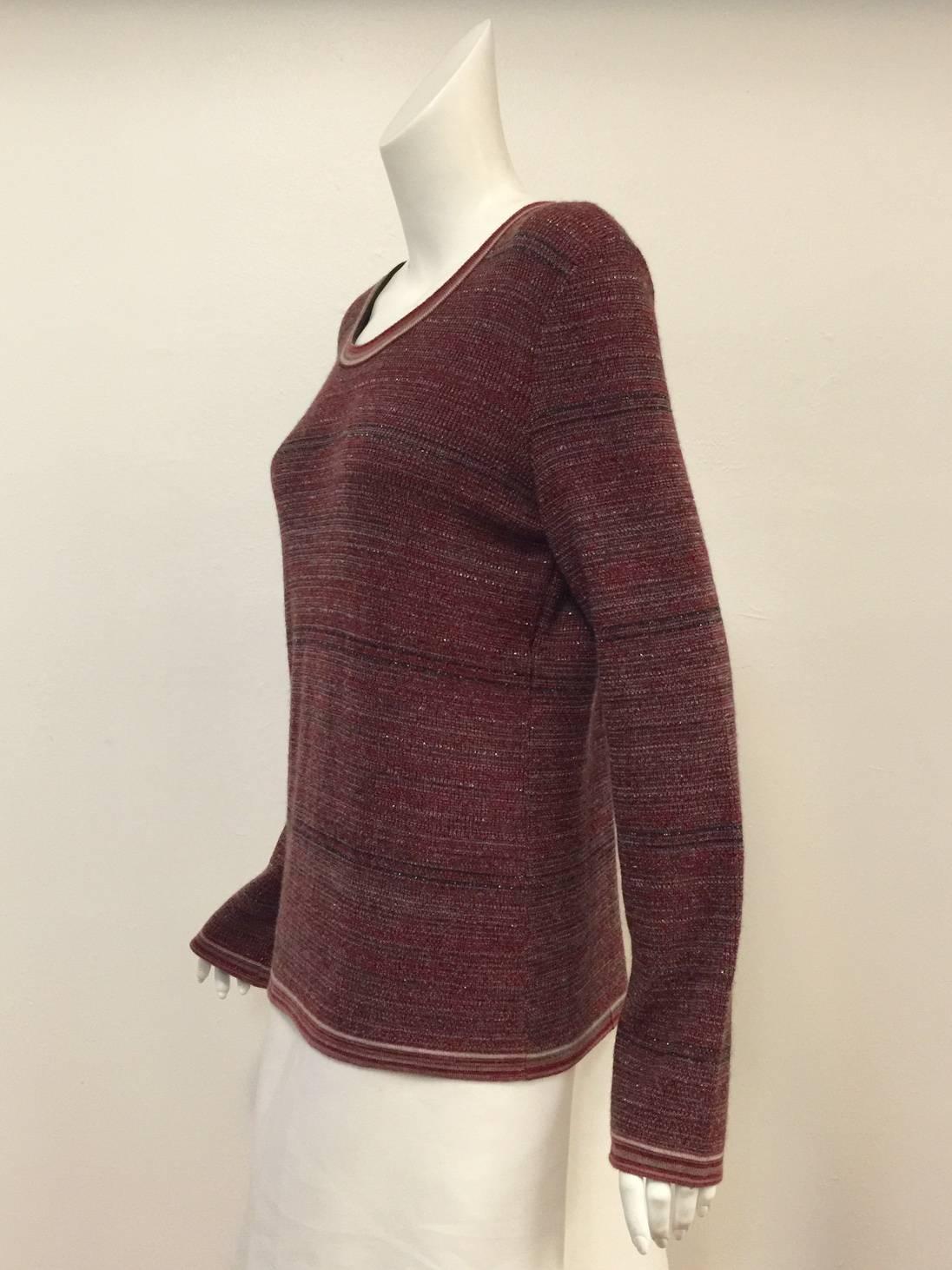 Chanel Cashmere Blend Horizontal Striped Pullover With Optional Turtleneck In Excellent Condition In Palm Beach, FL
