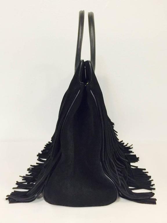 New Saint Laurent Paris Black Suede Convertible Handbag With Fringe For ...