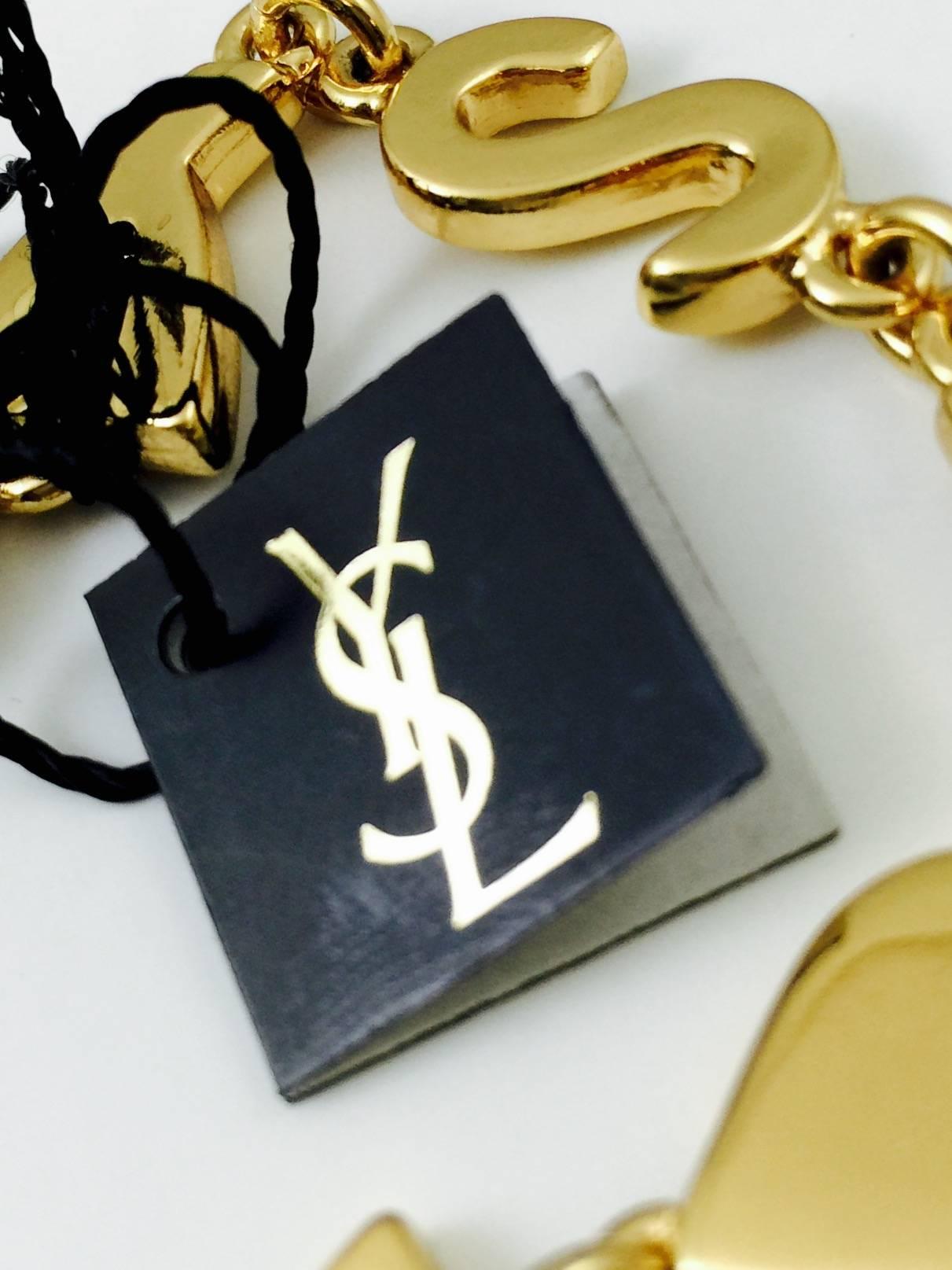 Women's New Vintage Yves Saint Laurent Gold Tone Initial Bracelet  For Sale